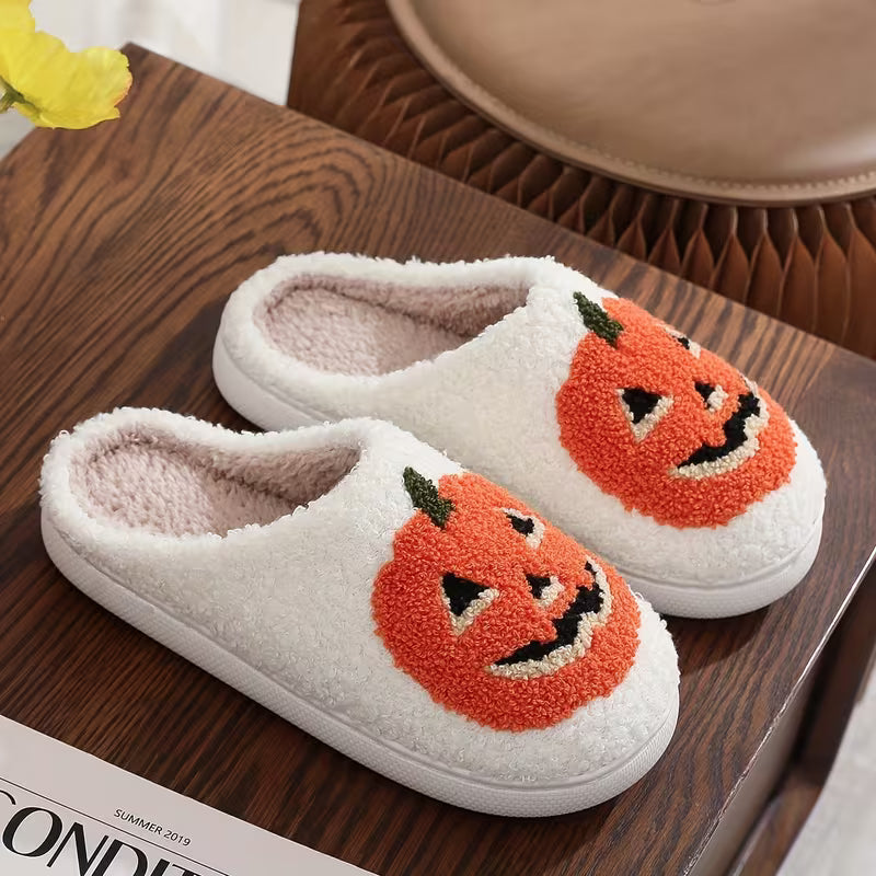 Halloween Pumpkin Cozy Plush Slippers