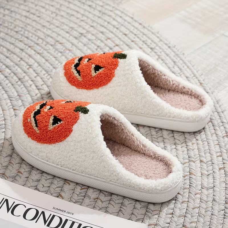 Halloween Pumpkin Cozy Plush Slippers