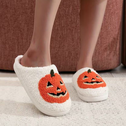 Halloween Pumpkin Cozy Plush Slippers